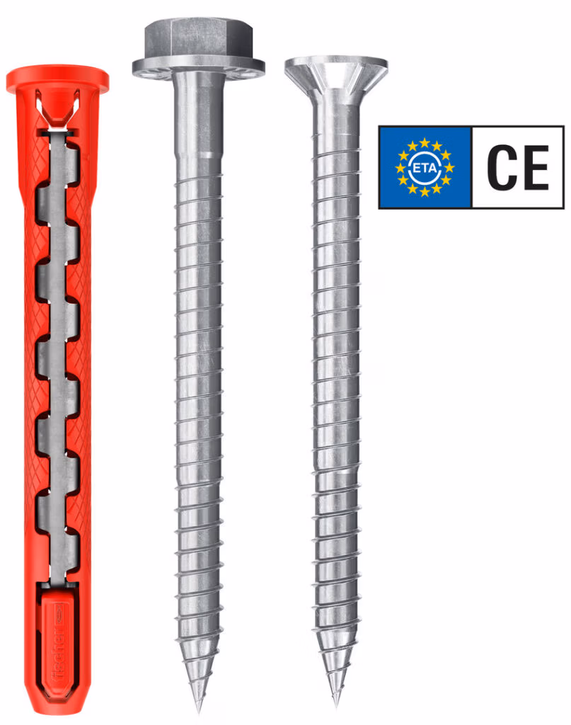 Einer für alles: Mit dem fischer HybridPower Dübel mit ETA (Europäisch Technische Bewertung) für Einzelpunktverankerungen in Beton sowie für Mehrfachbefestigungen nicht tragender Systeme in Beton, Mauerwerk und Porenbeton haben Handwerker für nahezu alle Befestigungsfälle die richtige Lösung zur Hand – mit geprüfter Sicherheit. Bild: fischer 