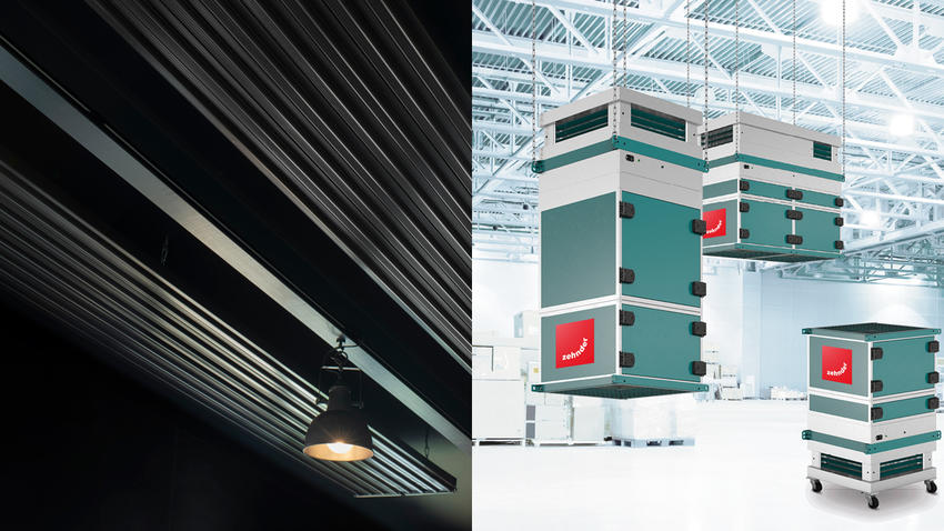 Zehnder-Deckenstrahlplatten und Geräte zur industriellen Luftreinigung
