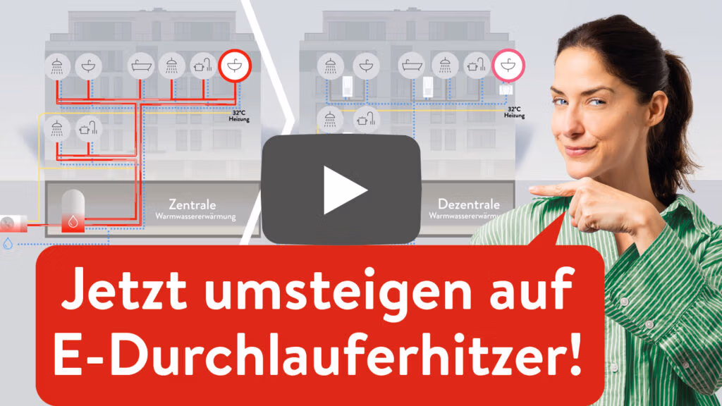 Das neue CLAGE-Erklärvideo vergleicht zentrale und dezentrale Konzepte der Warmwasserversorgung.