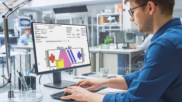In einer Schemagrafik wird das Lüftungsgerät mit sämtlichen Bauteilen anschaulich in 2D oder 3D sowie aus verschiedenen Perspektiven dargestellt. Um vertiefende Informationen zu erhalten, genügt ein Klick auf das jeweilige Einzelteil.