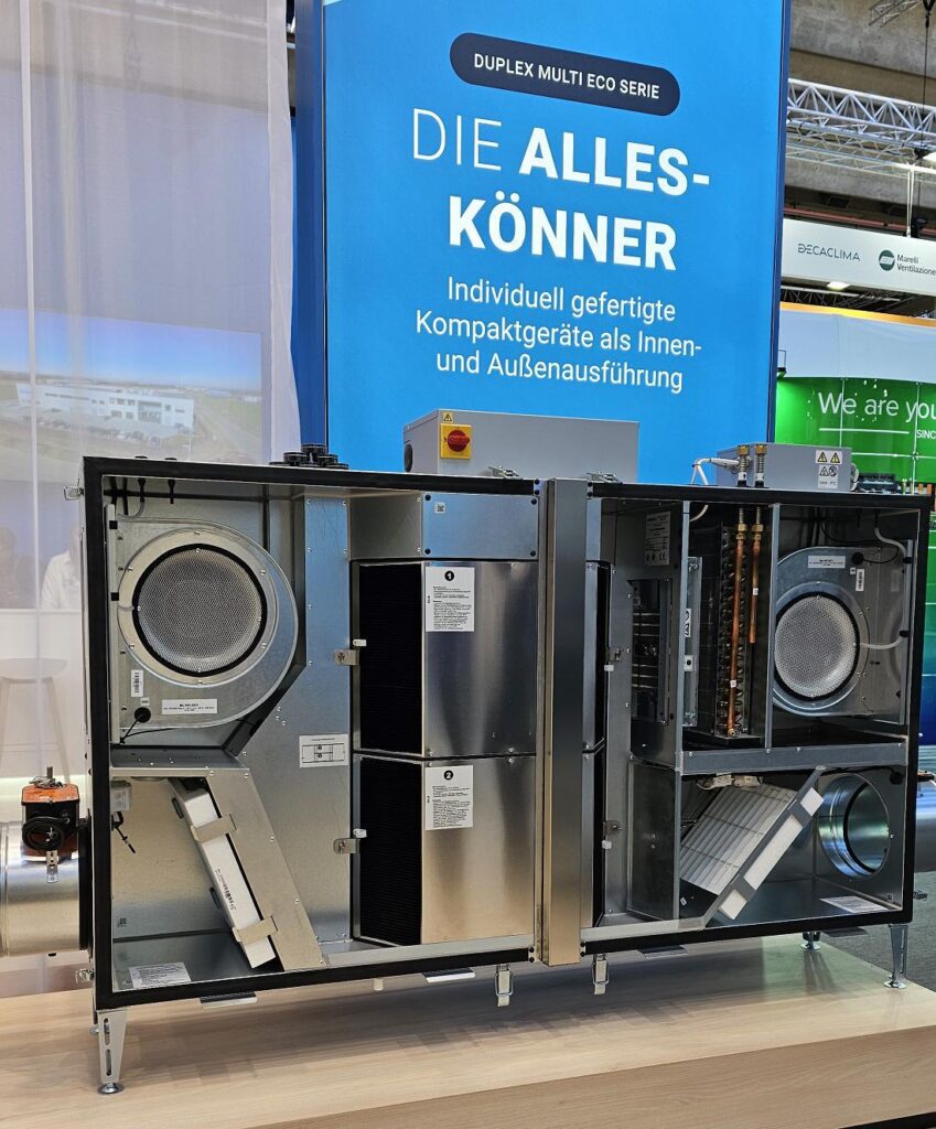 Auf der diesjährigen ISH präsentierte Airflow ausgewählte Highlights aus seinem vielseitigen Portfolio an Lüftungs- und Messgeräten, hier ein Modell der zentralen Lüftungsgeräteserie DUPLEX Multi Eco.
Bilder: Airflow Lufttechnik GmbH
